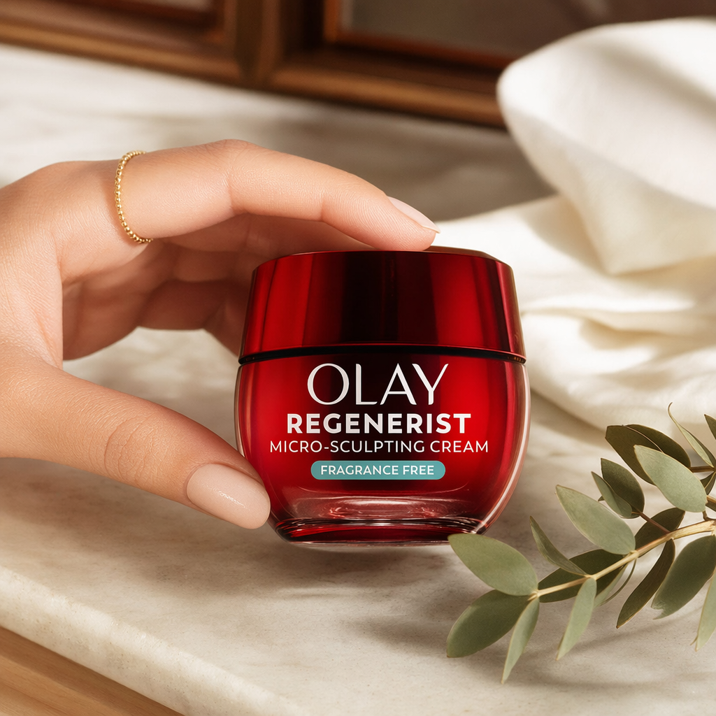 Olay Regenerist Micro-Sculpting Cream - Fragrance-Free Anti-Aging Moisturizer with Niacinamide in use