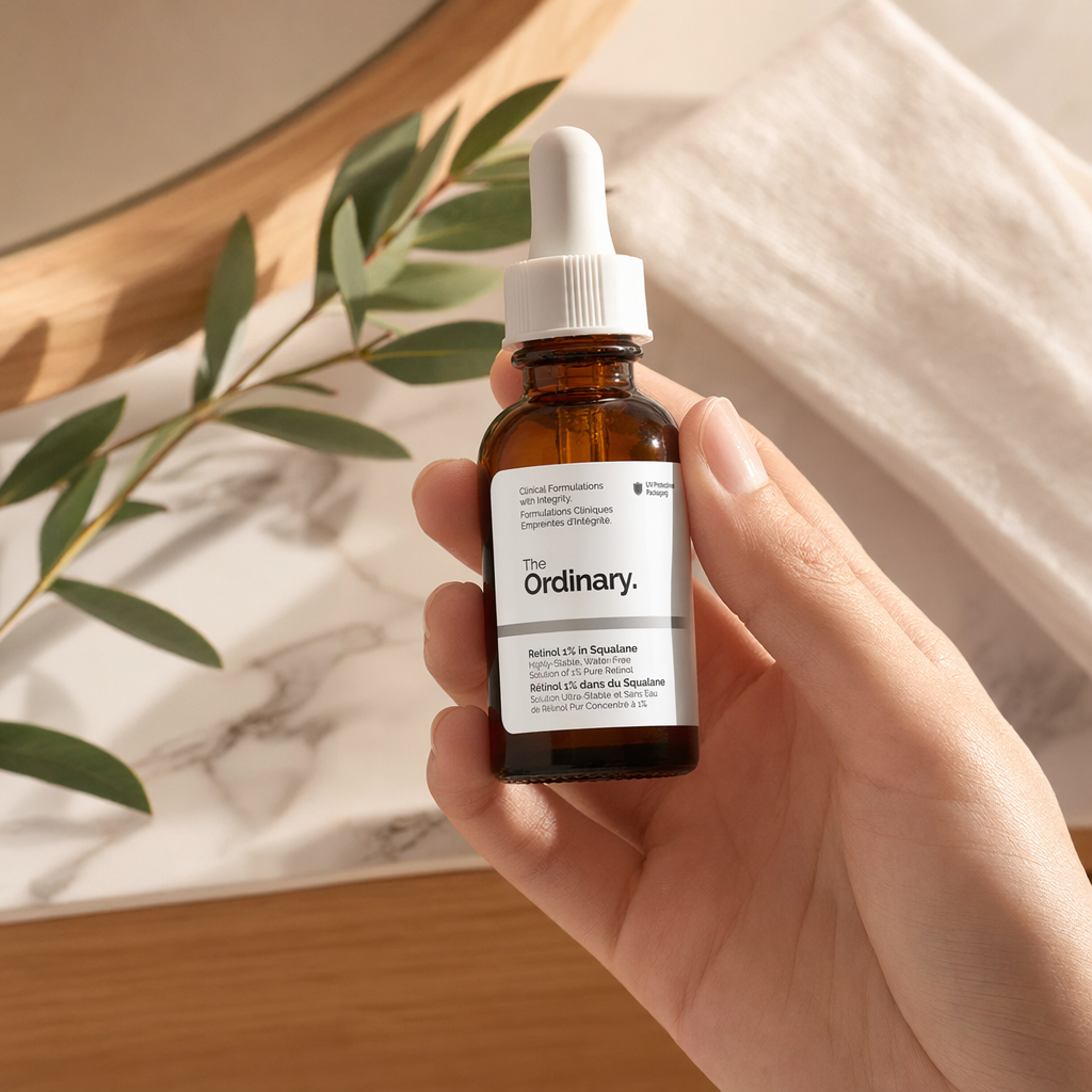 The Ordinary Retinol 1% in Squalane: High-Strength Anti-Aging Serum for Fine Lines Smoother Skin in use