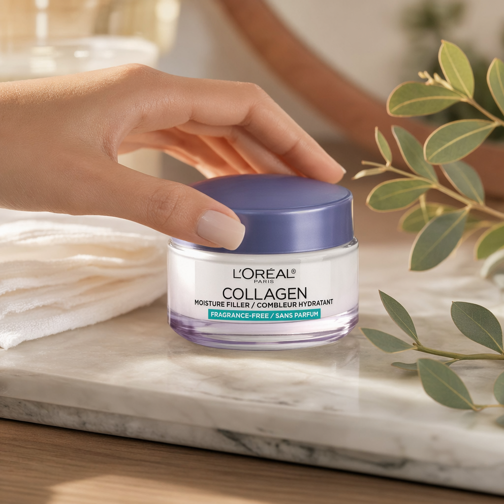 L'Oréal Paris Collagen Moisture Filler: Lightweight Hydrator for Plumped, Bouncy Skin in use